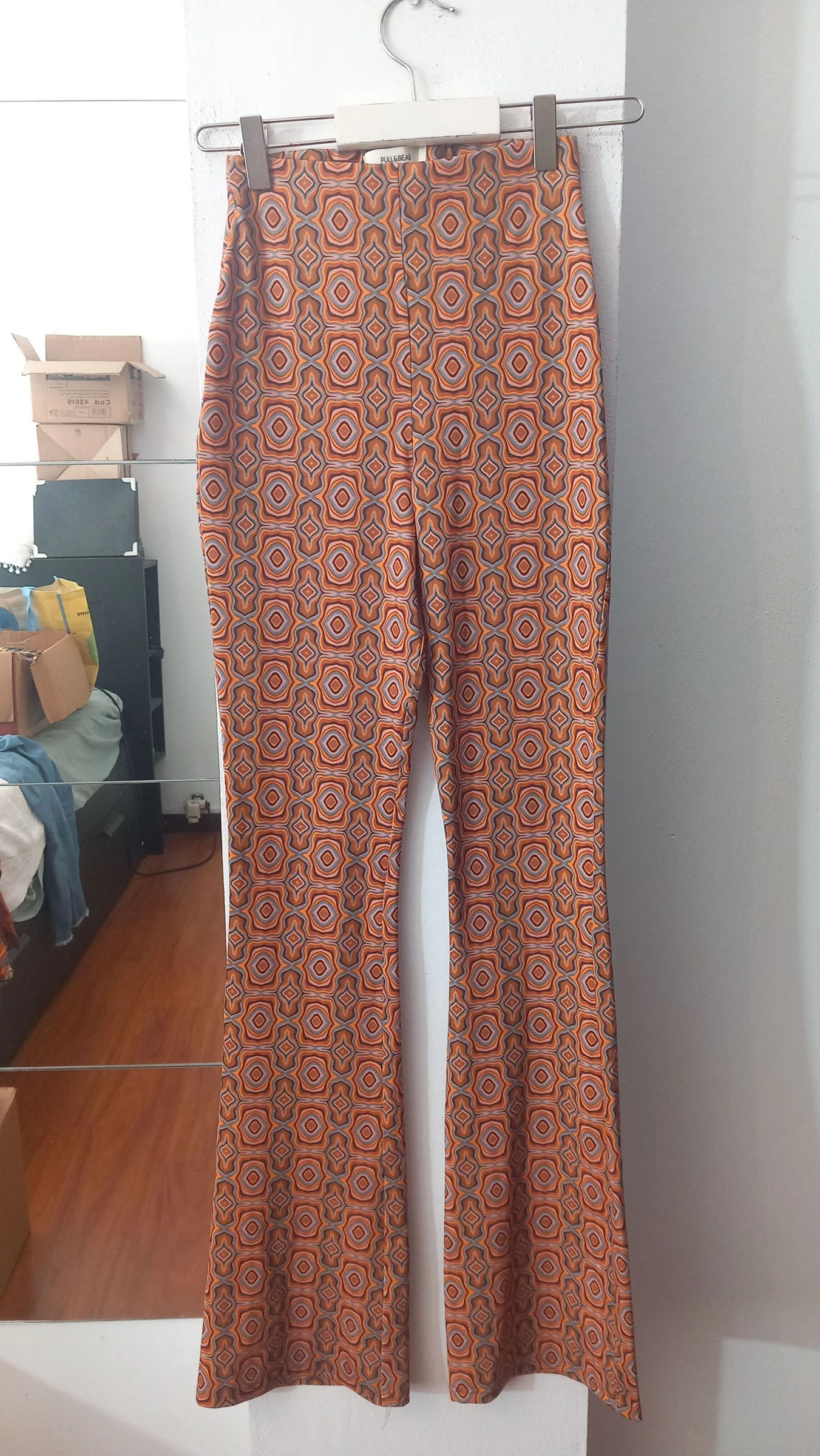 Calças padrao geométrico,  Pull & Bear, tam XS